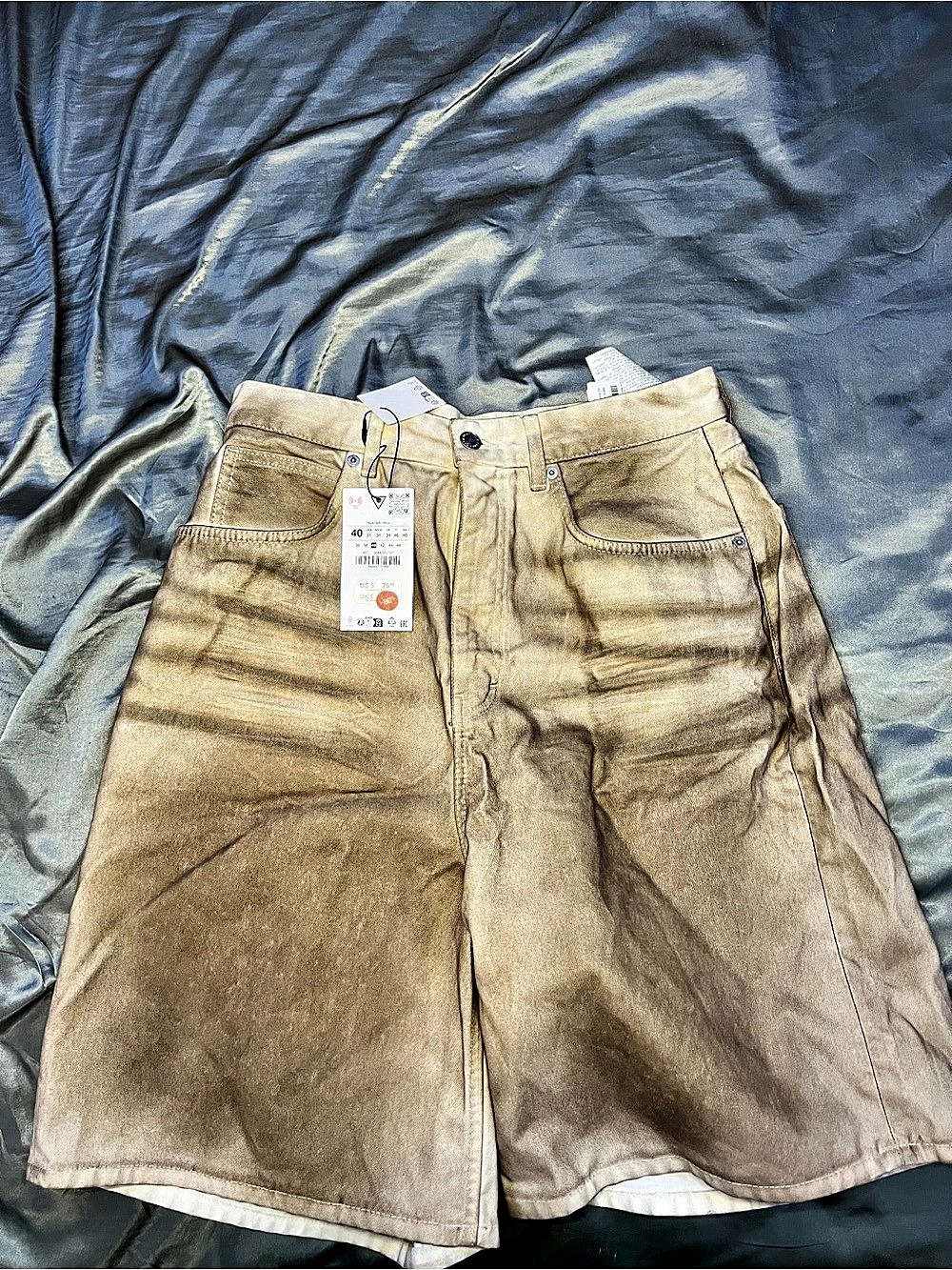 Zara Men’s Metallic Gold Bronze Bermuda Shorts Size 31 NWT